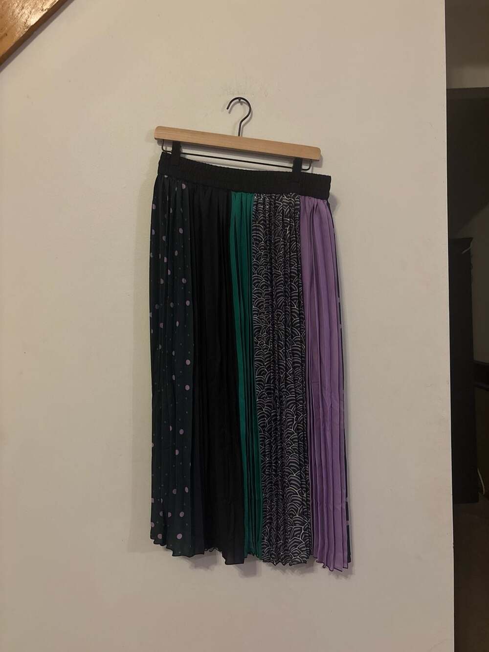 Kate Spade New York Pop Dots Pleated Mixed-Print Midi Skirt